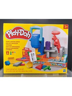 Play-Doh Stamp & Saw Tool Bench Play Set With 5 Colors